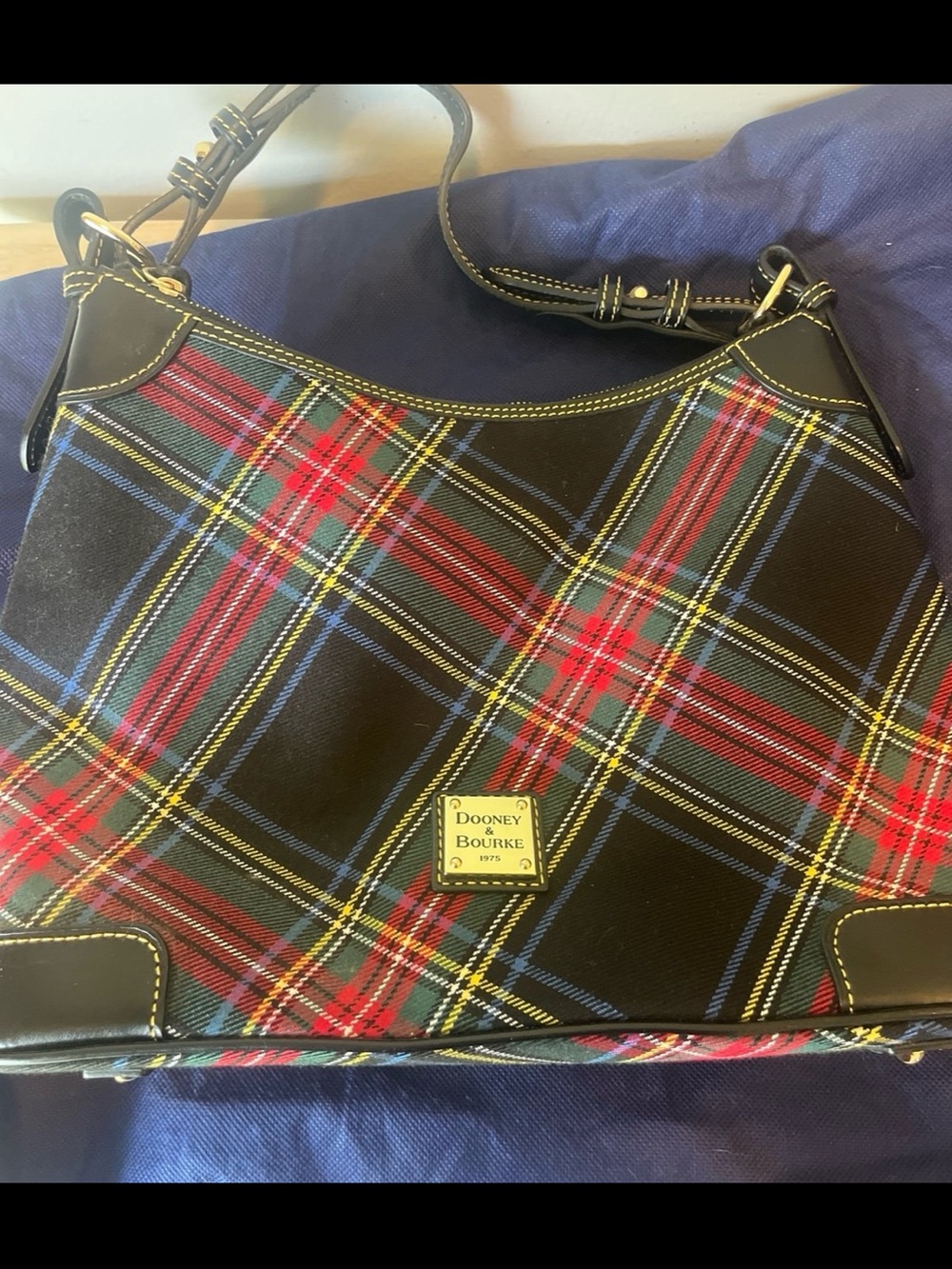 Dooney & Bourke Tartan Plaid Shoulder Bag - Red, Navy & Green - Picture 3 of 9